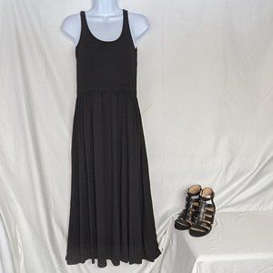 Small-medium jersey black sleeveless scoop neck flowy midi dress